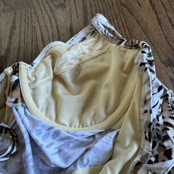 Miraclesuit Womens Leopard Print Love Knot Underwire Tankini Swim Top Size 16 - Picture 4 of 9